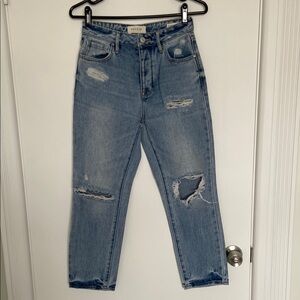 Blue Distressed Mom Jeans